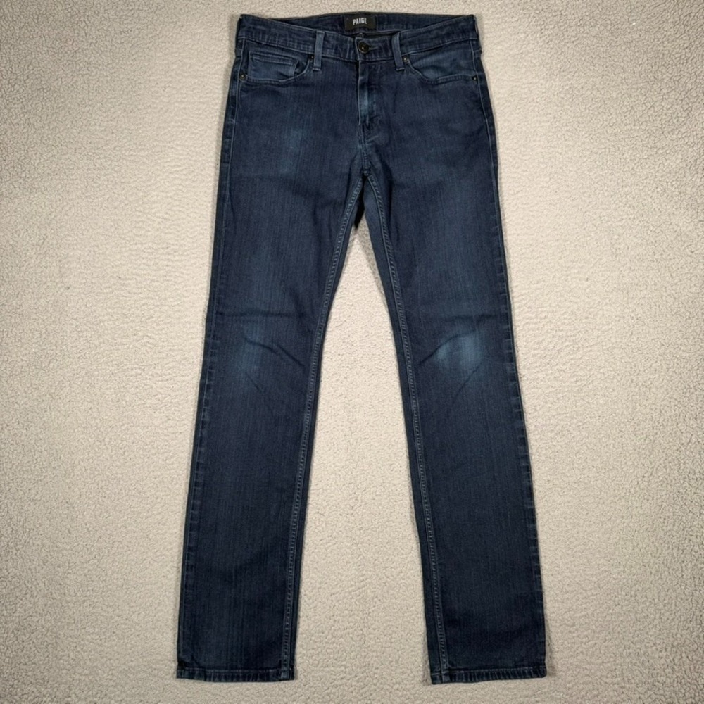 Paige Jeans Mens 30x32 Blue Federal Casual Preppy Stretch 5 Pocket Denim Logo